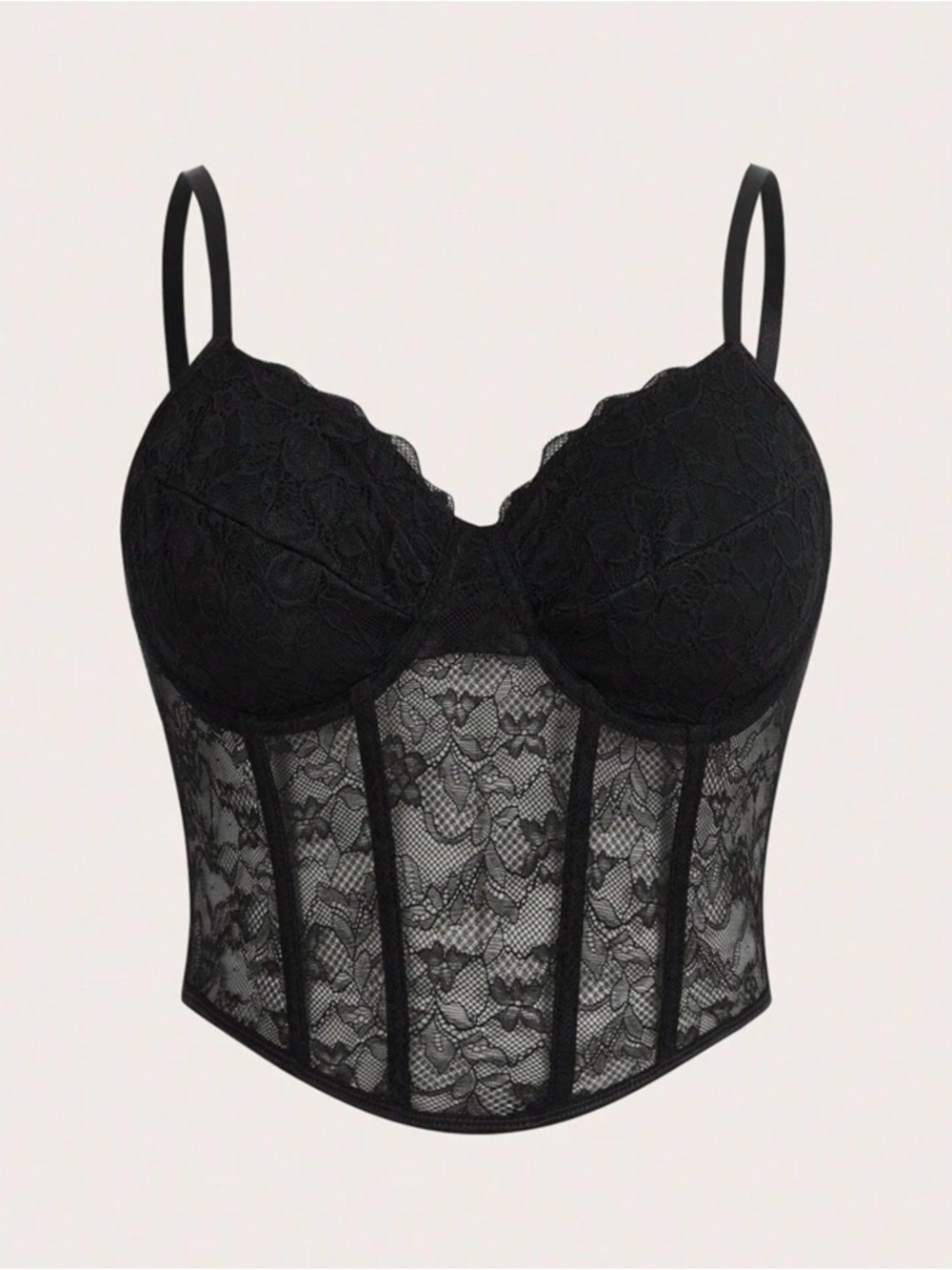 Black Lace Corset Bustier Top | Shein | Size XL | Sexy Structured Camisole